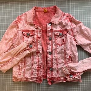 COPY - Cute red acid washed cropped jacket. Size small